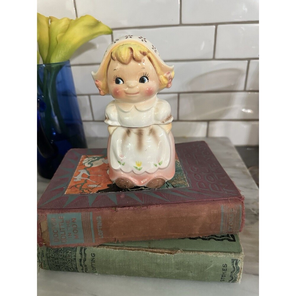 RARE Vintage Enesco Stackers Dutch Girl Salt & Pepper Shakers Japan 1950s Kitsch